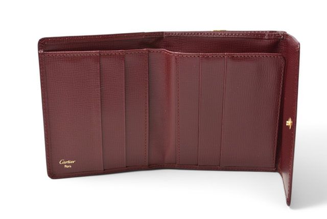 Cartier Wallet Fold Vintage Cartier Double Hook Wallet Must De Cartier Bordeaux