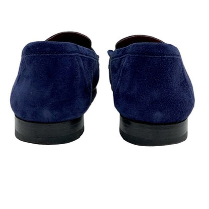 Hermes Royale Loafer Leather Shoes Suede Navy Gold Moccasin Flat Shoes Hhardware