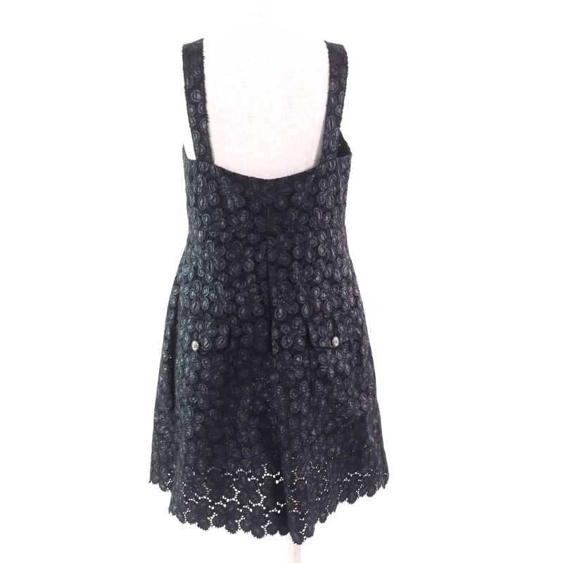 CHANEL 08A P33424 Little Black Dress With Crown Coco Buttons Coco Mark Embroider