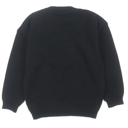 Celine 2a43l717m 94% Wool Pierrot Boxy Crewneck Knit Sweater Black XS Made In