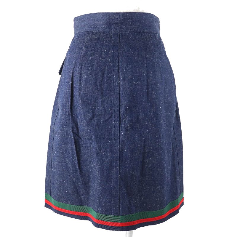 Gucci 521009) 100% Cotton Webline GG Logo Button Rabbit Embroidered Denim