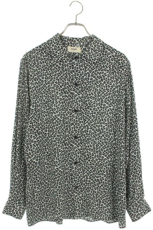 Celine 2c268900h Hawaiian Loose Leopard Print Long Sleeve Shirt Men 39