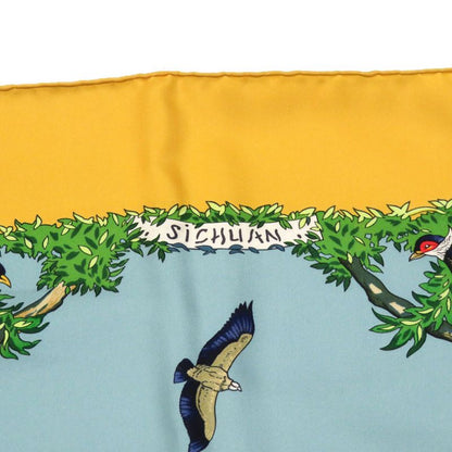 Hermes Carré 90 Sichlian Sicilian Animals Sichuan Silk Yellow Scarf Yellow 0127
