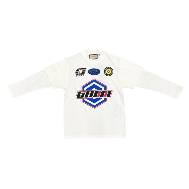 Gucci Long Sleeve T-Shirt Cotton Jersey Logo Embroidery 775788 Xjgcs XS Size