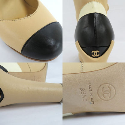 Chanel Shorts G29128 Ankle Strap Coco Mark 35.5 Beige X Black X White