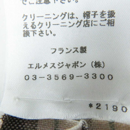 Hermes Paola 100% Linen Logo Embroidery Checkered Lining Cassock Khaki 57 Made