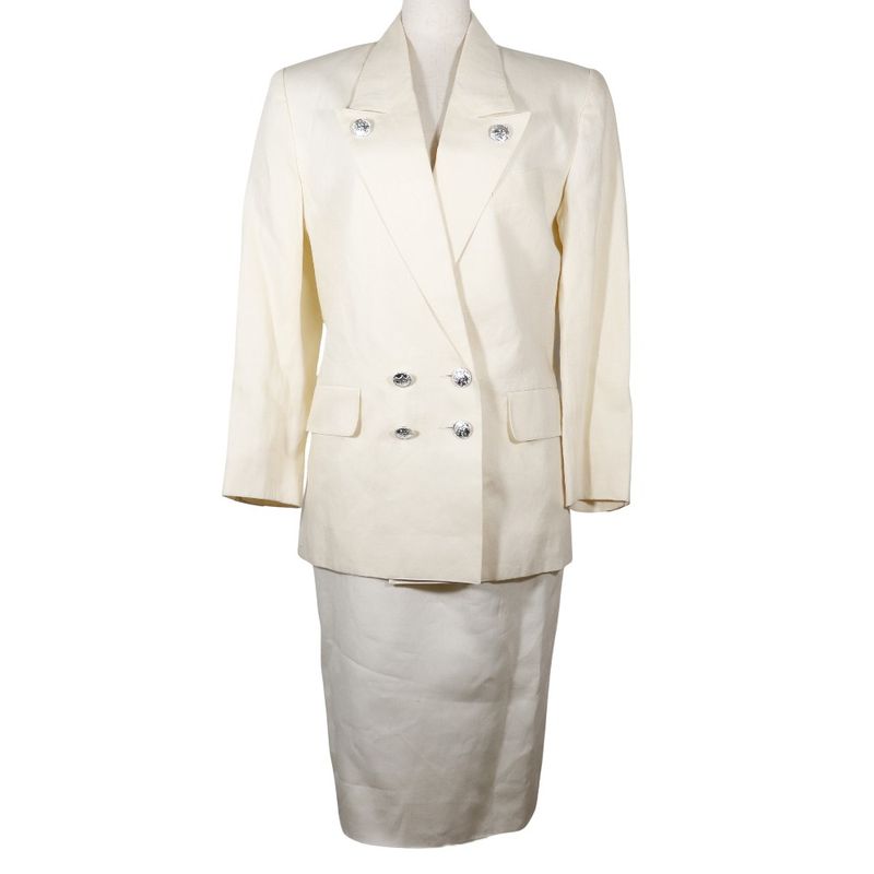 Hermes Skirt Suit Linen White Women's Set-up