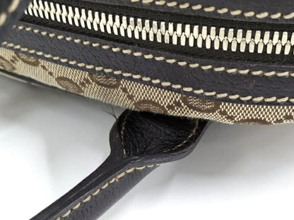 Gucci Shoulder Bag Sherry Line GG Canvas Leather Beige Dark Brown 161720