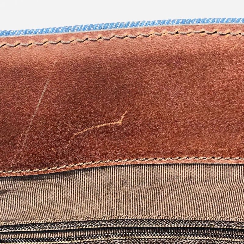 Chanel Tote Bag Denim Blue Coco Mark 5th Shoulder Bag Leather Brown Preowned