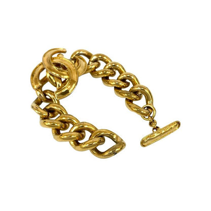 Chanel Vintage Coco Mark Chain Bracelet Bangle Accessory Gold 94P