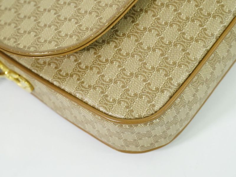 Authentic Celine Macadam Shoulder Bag Pochette PVC Beige Macadam Bag Pre-owned