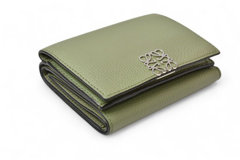Loewe Wallet Loewe Trifold Mini Wallet Anagram Trifold Green Rosemary