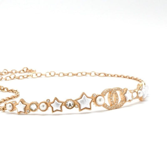 Chanel Necklace Pendant Choker Gold Coco Mark Rhinestone Star