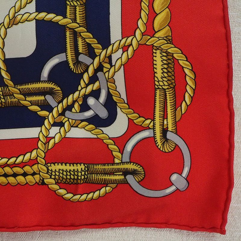 Hermes Carré 90 Chateaux D'arriere Stern Silk Red Women's Scarf