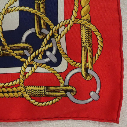 Hermes Carré 90 Chateaux D'arriere Stern Silk Red Women's Scarf