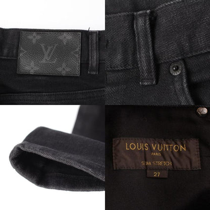 Louis Vuitton Monogram Eclipse Patch Tapered Denim Pants Bottoms Black 27