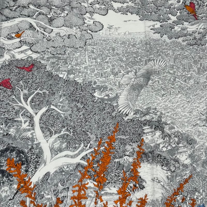 Hermes Scarf Carre 140 Large Size Carre Geant Natural Regression Cashmere