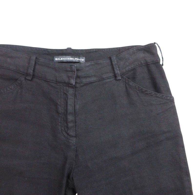 Good Quality Balenciaga Linen Slim Skinny Pants Long Straight Bottoms 36 Black