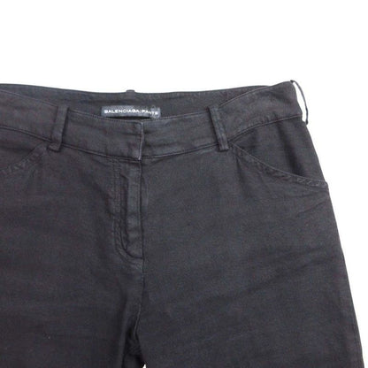 Good Quality Balenciaga Linen Slim Skinny Pants Long Straight Bottoms 36 Black