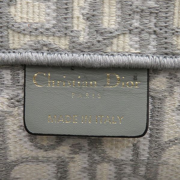Christian Dior Tote Bag Book Tote Medium Canvas Gray Handbag Embroidery Oblique