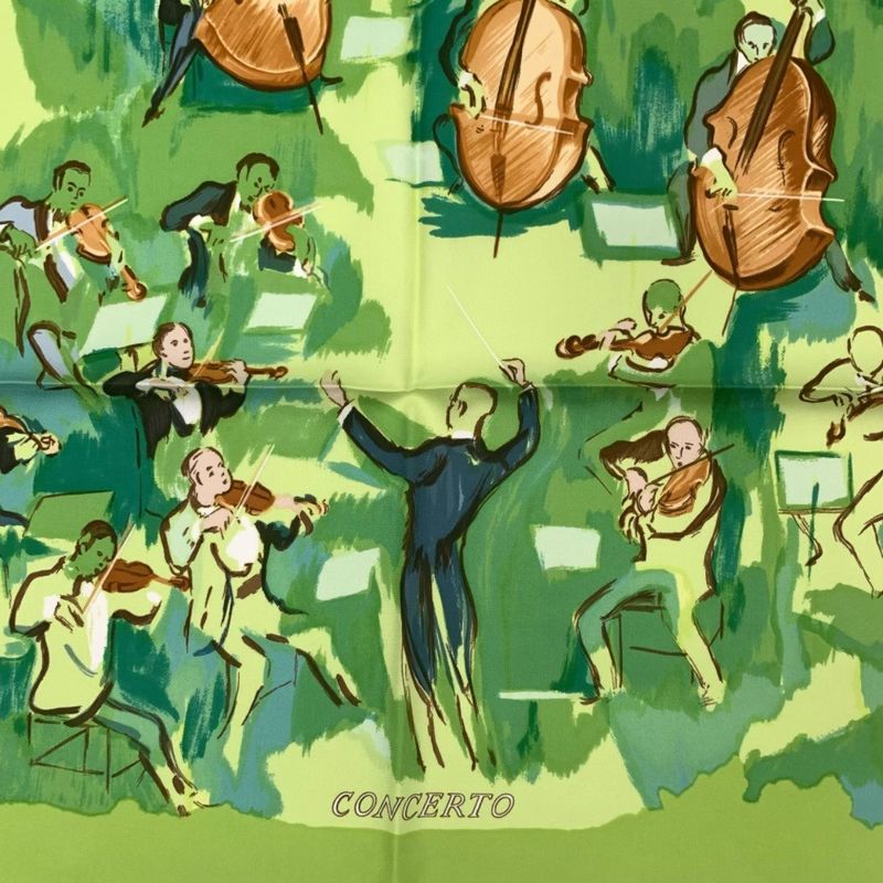 Grade Hermes Carre 90 Silk Scarf Concerto