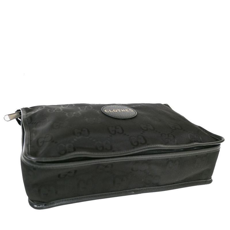 Gucci GG Travel Pouch Clothes Nylon Leather Black 33fa226