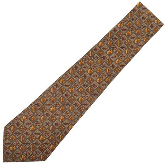 Hermes Necktie with Dead Leaves 9cm (3.54in) Silk Brown Leaves Fallen Leaves