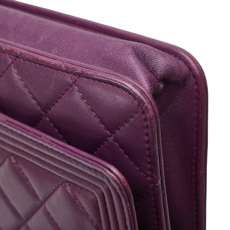 Chanel Boy Chanel Coco Mark Crossbody Chain Wallet Shoulder Bag Purple Lambskin