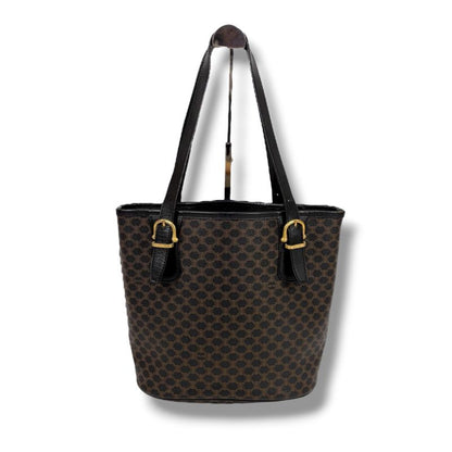 Celine Bucket Shape Tote Bag Shoulder Bag Black Macadam Pattern Pvcleather