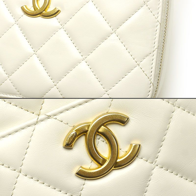 Chanel Matelasse Vanity Bag White 2WAY Chain Shoulder