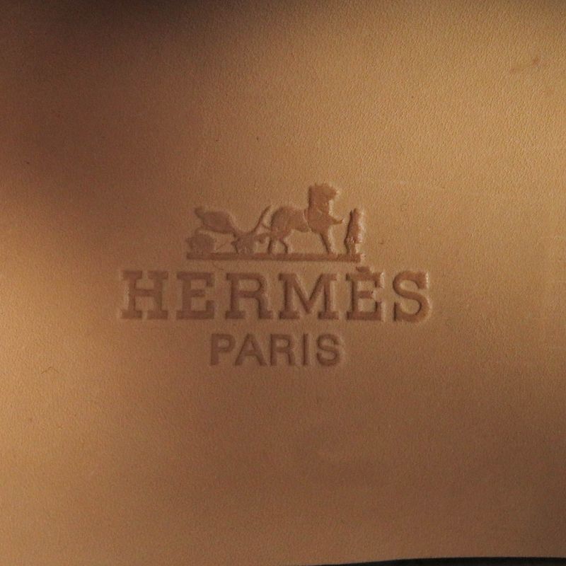 Hermes Wingtip Lace-up Canvas Leather Dress Shoes Brown 40.5 Made In France