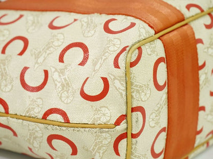 Authentic Celine C Sulky Tote Handbag PVC Beige Orange Sulky Bag Pre-owned