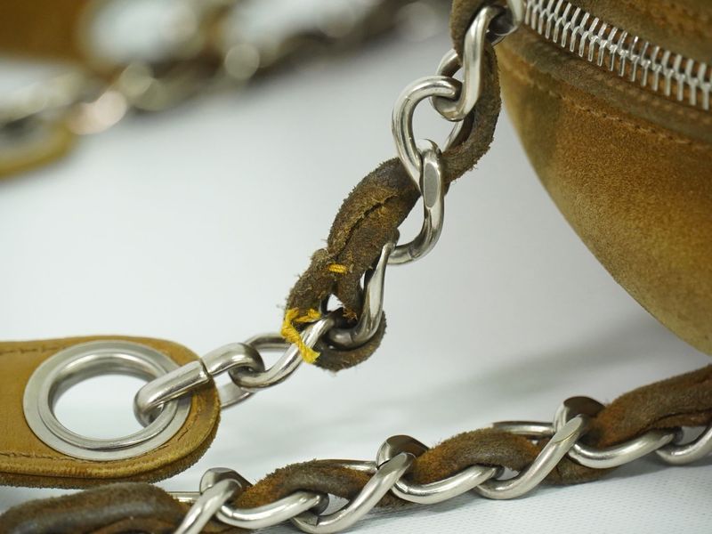 Authentic Chanel Triple Coco Mark Shoulder Bag Suede Leather Brown Coco Mark