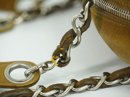 Authentic Chanel Triple Coco Mark Shoulder Bag Suede Leather Brown Coco Mark