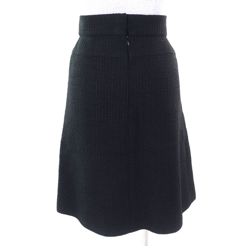 CHANEL P51038 Coco Mark Button Cotton Tweed Tight Skirt Black 40 Made In France