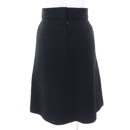 CHANEL P51038 Coco Mark Button Cotton Tweed Tight Skirt Black 40 Made In France