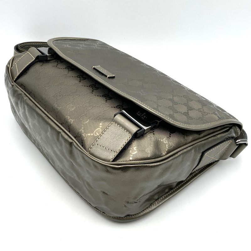 Gucci 201732 Shoulder Bag GG Imprime Crossbody Brown Metallic PVC Women Fashion