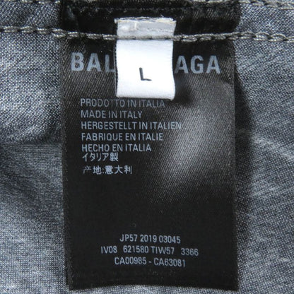 Balenciaga 20SS 621580 Denim Transfer Print Stretch Jacket Blouson Black L Made