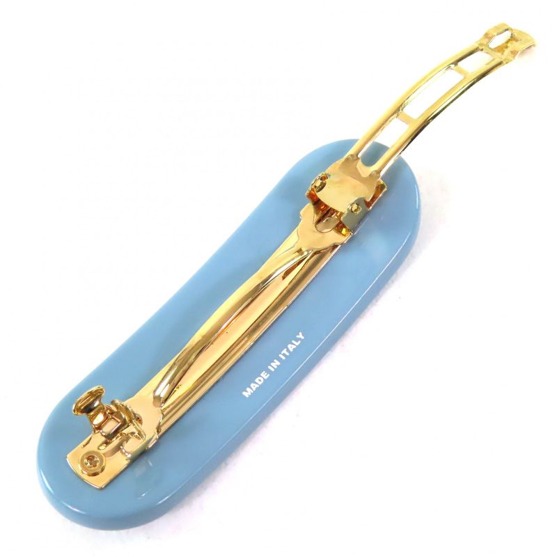Prada 1if108 Logo Barrette Hair Clip Hairpin Hair Accessory Celeste Light Blue