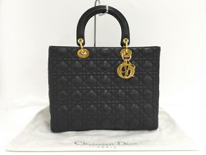 Christian Dior Lady Dior Large Handbag Cannage Leather Black