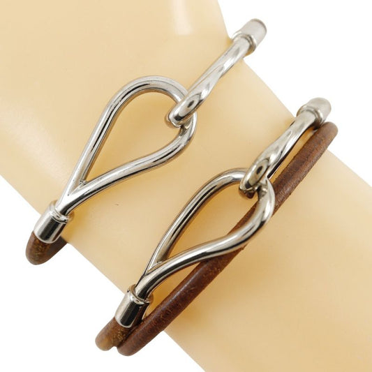 Hermes Jumbo Choker Set Leather Brown Ladies 9.9g Bracelet