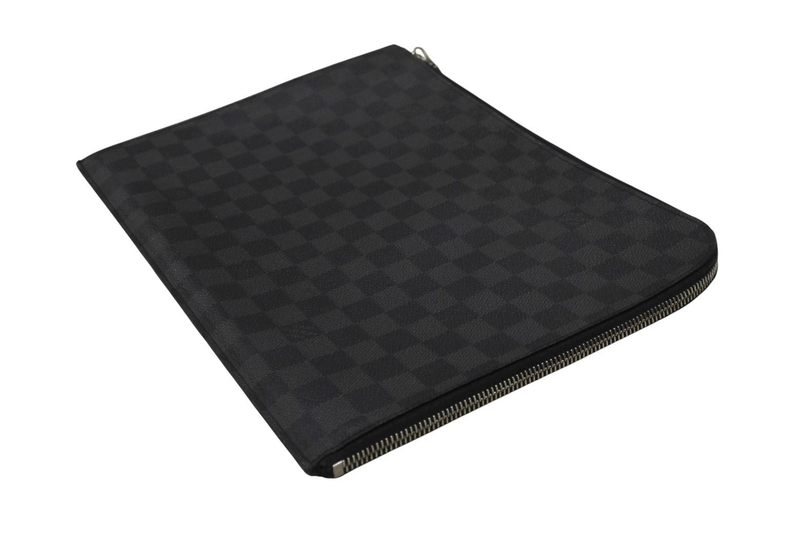 Louis Vuitton Pochette Jour GM Damier Graphite Black Gray Silver Clutch — view 5