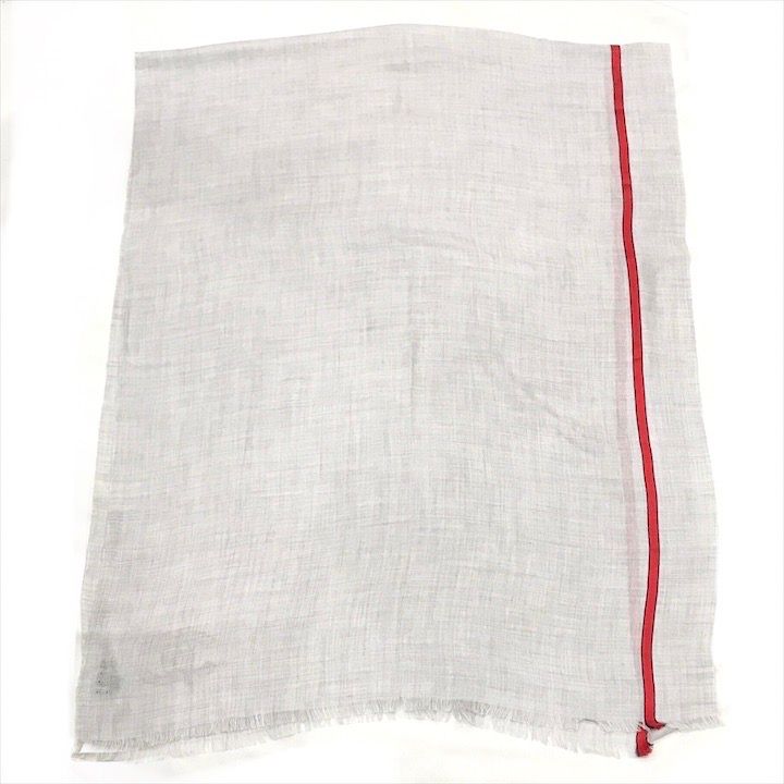 Chanel CC Logo Cashmere Blend Large Shawl Gray Scarf