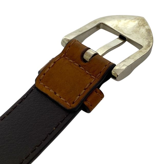 Louis Vuitton Mp021 Santure Belt Buckle Silver Leather Brown [size 90/36] Louis