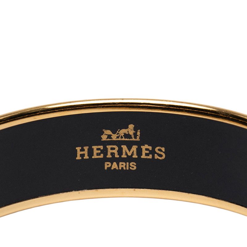 Hermes Emile GM Bird Flag Motif Gold Black Multicolor Plated Ladies Hermes