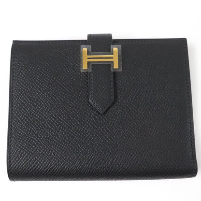 Hermes Bearn Compact Gold Hardware Vaux Epson Bifold Wallet Black With W