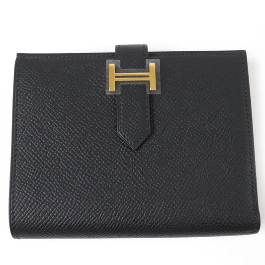 Hermes Bearn Compact Gold Hardware Vaux Epson Bifold Wallet Black With W
