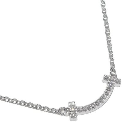 Tiffany & Co Pendant Necklace 18K White Gold Diamond 003ct T-smile Pendant