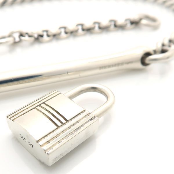 Hermes Cadena SV Necklace Ag925 Vintage Hermes Silver Box Padlock Bar