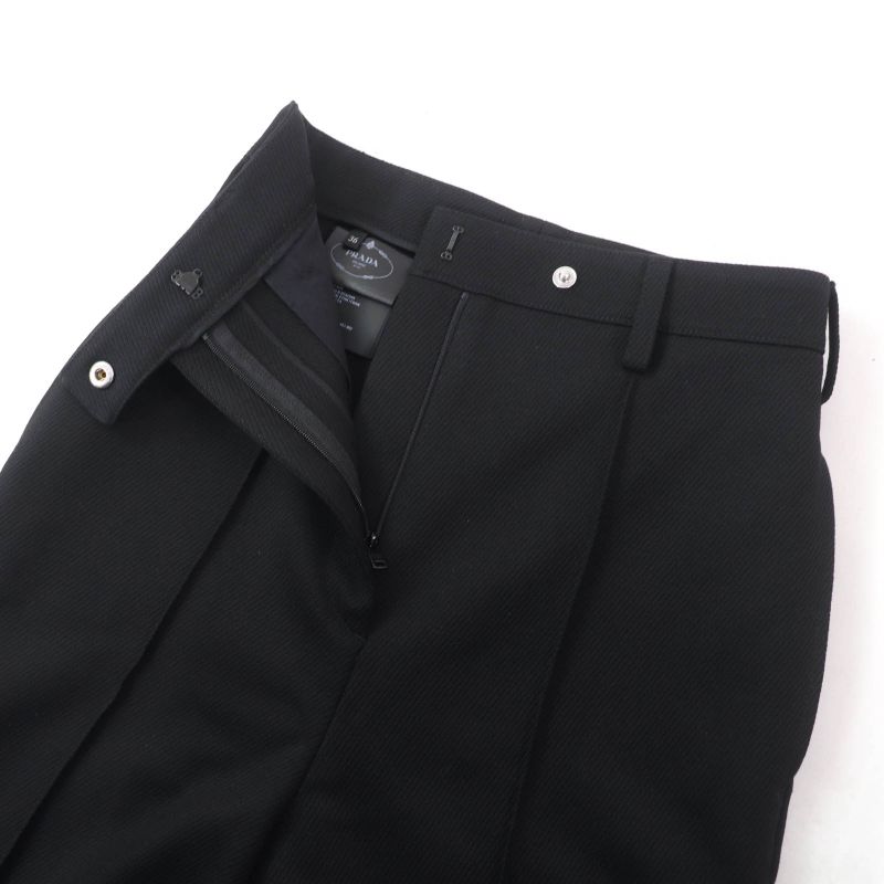Prada 2023 P235h Virgin Wool Bottoms Pants Black 36 Ladies